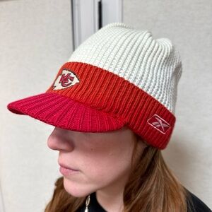 Vintage Kansas City Chiefs Knit Beanie With Visor Reebok Sock Cap Y2K unisex